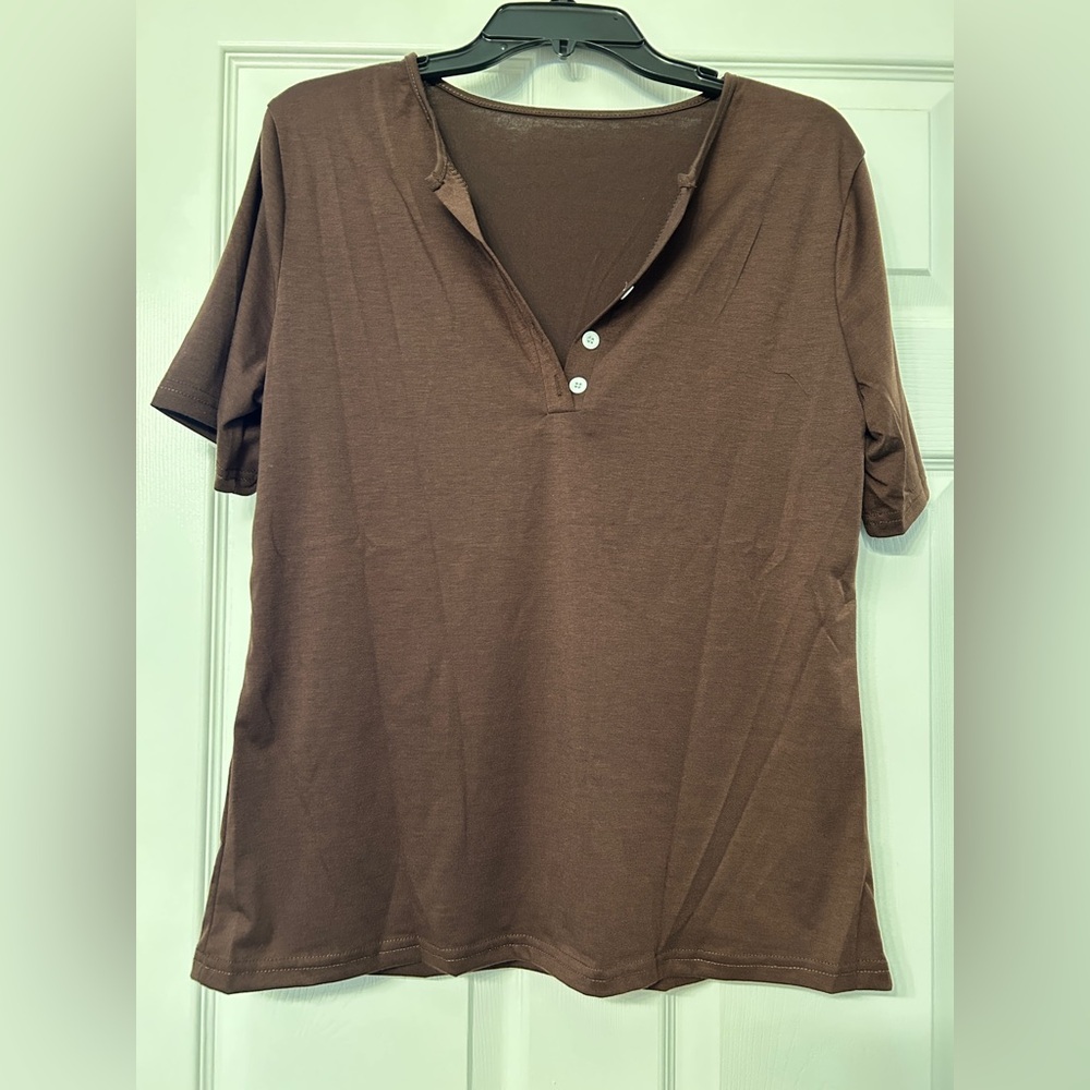 Women’s Brown Henley Shirt
